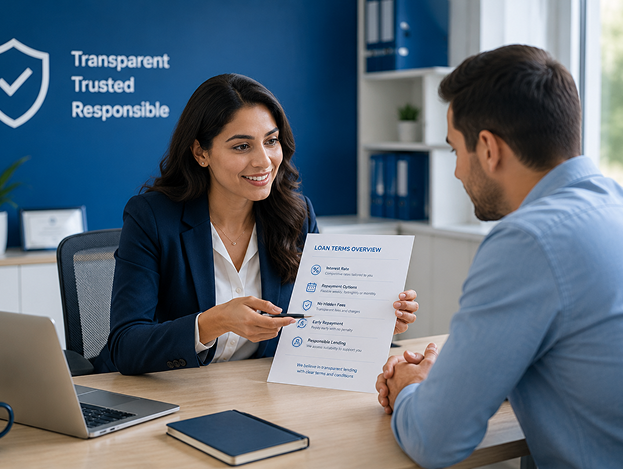 Financial advisor explaining fee disclosure to client